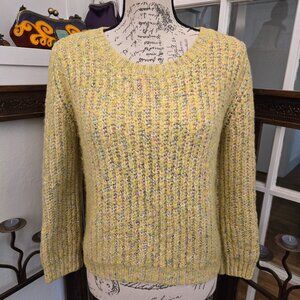 Mohair Blend Marled Crewneck Sweater, Sz M
